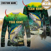 Maxcorners Fishing Swamp Nature Scene Multicolor Options Personalized Name, Team Name 3D Long Sleeve Shirt (12 Fish Species)