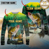 Maxcorners Fishing Swamp Nature Scene Multicolor Options Personalized Name, Team Name 3D Long Sleeve Shirt (12 Fish Species)