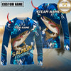 Maxcorners Fishing Abstract Blue Graphic Multicolor Options Personalized Name, Team Name 3D Long Sleeve Shirt (12 Fish Species)