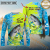 Maxcorners Fishing Neon Camo Splash Multicolor Options Personalized Name, Team Name 3D Long Sleeve Shirt (12 Fish Species)