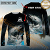 Maxcorners Fishing Water Splash Graphic Multicolor Options Personalized Name, Team Name 3D Long Sleeve