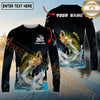 Maxcorners Fishing Water Splash Graphic Multicolor Options Personalized Name, Team Name 3D Long Sleeve