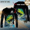 Maxcorners Fishing Water Splash Graphic Multicolor Options Personalized Name, Team Name 3D Long Sleeve