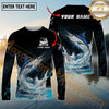 Maxcorners Fishing Water Splash Graphic Multicolor Options Personalized Name, Team Name 3D Long Sleeve