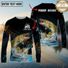 Maxcorners Fishing Water Splash Graphic Multicolor Options Personalized Name, Team Name 3D Long Sleeve
