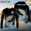 Maxcorners Fishing Water Splash Graphic Multicolor Options Personalized Name, Team Name 3D Long Sleeve