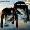 Maxcorners Fishing Water Splash Graphic Multicolor Options Personalized Name, Team Name 3D Long Sleeve