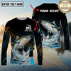 Maxcorners Fishing Water Splash Graphic Multicolor Options Personalized Name, Team Name 3D Long Sleeve