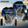 Maxcorners Fishing Blue Splash Camo Multicolor Options Personalized Name, Team Name 3D Long Sleeve Shirt (12 Fish Species)