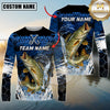 Maxcorners Fishing Blue Splash Camo Multicolor Options Personalized Name, Team Name 3D Long Sleeve Shirt (12 Fish Species)