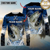 Maxcorners Fishing Blue Splash Camo Multicolor Options Personalized Name, Team Name 3D Long Sleeve Shirt (12 Fish Species)