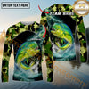 Maxcorners Fishing Lightning Camo Graphic Multicolor Options Personalized Name, Team Name 3D Long Sleeve Shirt (12 Fish Species)
