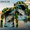 Maxcorners Fishing Lightning Camo Graphic Multicolor Options Personalized Name, Team Name 3D Long Sleeve Shirt (12 Fish Species)