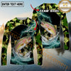 Maxcorners Fishing Lightning Camo Graphic Multicolor Options Personalized Name, Team Name 3D Long Sleeve Shirt (12 Fish Species)