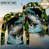 Maxcorners Fishing Lightning Camo Graphic Multicolor Options Personalized Name, Team Name 3D Long Sleeve Shirt (12 Fish Species)