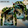 Maxcorners Fishing Lightning Camo Graphic Multicolor Options Personalized Name, Team Name 3D Long Sleeve Shirt (12 Fish Species)