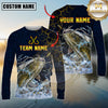 Maxcorners Fishing Cracked Lightning Graphic Multicolor Options Personalized Name, Team Name 3D Long Sleeve Shirt (12 Fish Species)