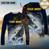 Maxcorners Fishing Cracked Lightning Graphic Multicolor Options Personalized Name, Team Name 3D Long Sleeve Shirt (12 Fish Species)
