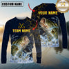 Maxcorners Fishing Cracked Lightning Graphic Multicolor Options Personalized Name, Team Name 3D Long Sleeve Shirt (12 Fish Species)