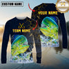 Maxcorners Fishing Cracked Lightning Graphic Multicolor Options Personalized Name, Team Name 3D Long Sleeve Shirt (12 Fish Species)