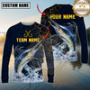 Maxcorners Fishing Cracked Lightning Graphic Multicolor Options Personalized Name, Team Name 3D Long Sleeve Shirt (12 Fish Species)