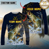 Maxcorners Fishing Cracked Lightning Graphic Multicolor Options Personalized Name, Team Name 3D Long Sleeve Shirt (12 Fish Species)