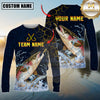 Maxcorners Fishing Cracked Lightning Graphic Multicolor Options Personalized Name, Team Name 3D Long Sleeve Shirt (12 Fish Species)