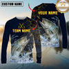 Maxcorners Fishing Cracked Lightning Graphic Multicolor Options Personalized Name, Team Name 3D Long Sleeve Shirt (12 Fish Species)