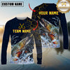 Maxcorners Fishing Cracked Lightning Graphic Multicolor Options Personalized Name, Team Name 3D Long Sleeve Shirt (12 Fish Species)