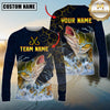 Maxcorners Fishing Cracked Lightning Graphic Multicolor Options Personalized Name, Team Name 3D Long Sleeve Shirt (12 Fish Species)