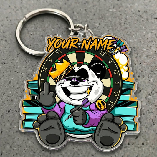 Maxcorners Crown Panda Dartboard Champion Cartoon Multicolor Options Personalized Name, Your Name 3D Keychain