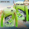 Maxcorners Fishing Green Scale Pattern Multicolor Options Personalized Name, Team Name 3D Long Sleeve Shirt (12 Fish Species)