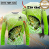 Maxcorners Fishing Green Scale Pattern Multicolor Options Personalized Name, Team Name 3D Long Sleeve Shirt (12 Fish Species)