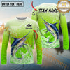 Maxcorners Fishing Green Scale Pattern Multicolor Options Personalized Name, Team Name 3D Long Sleeve Shirt (12 Fish Species)