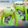 Maxcorners Fishing Green Scale Pattern Multicolor Options Personalized Name, Team Name 3D Long Sleeve Shirt (12 Fish Species)