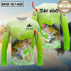 Maxcorners Fishing Green Scale Pattern Multicolor Options Personalized Name, Team Name 3D Long Sleeve Shirt (12 Fish Species)