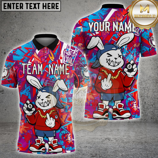 Maxcorners Billiards 8 Ball Streetwear Graffiti Rabbit Multicolor Options Personalized Name, Team Name 3D Shirt (4 Colors)