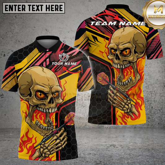 Maxcorners Dart Skull Fire Eyes Multicolor Options Personalized Name, Team Name 3D ShirtShortcut