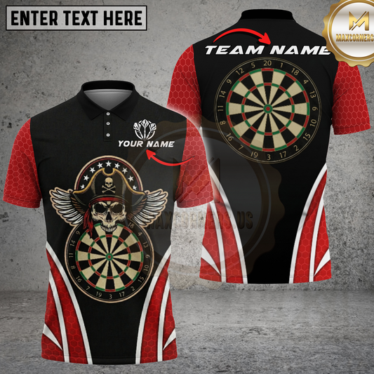 Maxcorners Dart Pirate Skull Wings Multicolor Options Personalized Name, Team Name 3D Shirtt