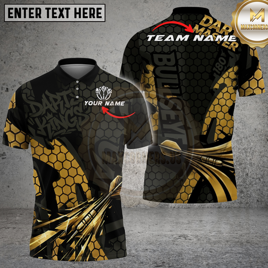 Maxcorners Dart Player Gold Honeycomb Multicolor Options Personalized Name, Team Name 3D Shirt