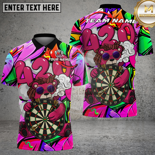 Maxcorners Dart Teddy Bear Graffiti Art Multicolor Options Personalized Name, Team Name 3D Shirt