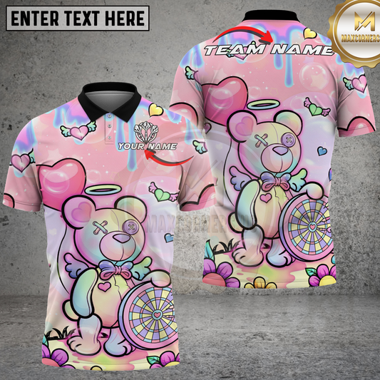 Maxcorners Dart Angel Bear Pastel Fantasy Multicolor Options Personalized Name, Team Name 3D Shirt
