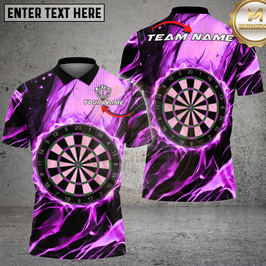 Maxcorners Dart Shirt Flaming Dartboard Design Multicolor Options Personalized Name, Team Name 3D Shirt