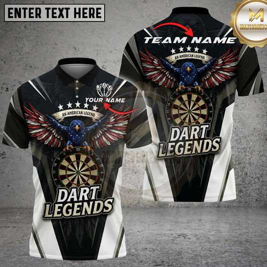 Maxcorners Dart Eagle American Legend Multicolor Options Personalized Name, Team Name 3D Shirt