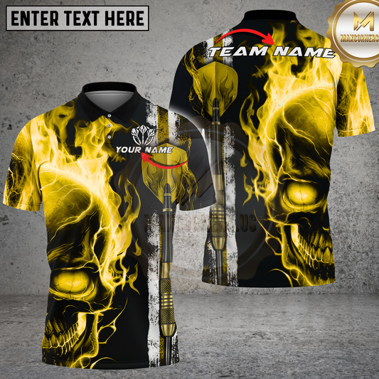 Maxcorners Darts Flaming Skull Warrior Multicolor Options Personalized Name, Team Name 3D Shirt