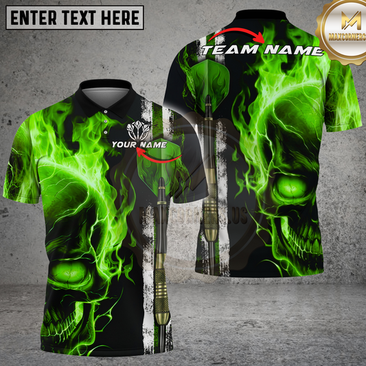 Maxcorners Darts Flaming Skull Warrior Multicolor Options Personalized Name, Team Name 3D Shirt