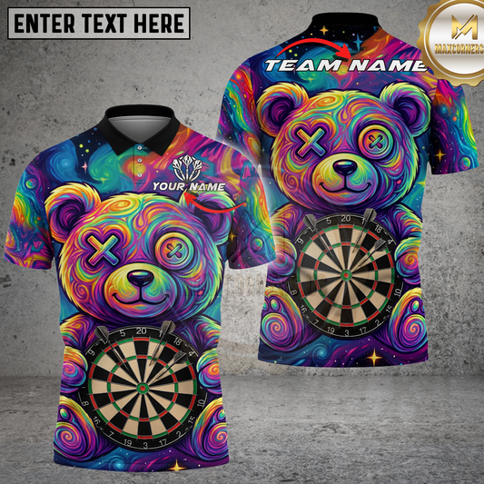 Maxcorners Dart Shirt Psychedelic Teddy Bear Art Multicolor Options Personalized Name, Team Name 3D Shirt