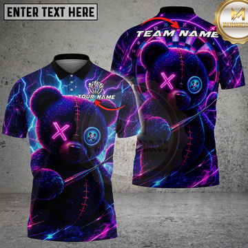 Maxcorners Dart Shirt Neon Cyber Teddy Bear Multicolor Options Personalized Name, Team Name 3D Shirt