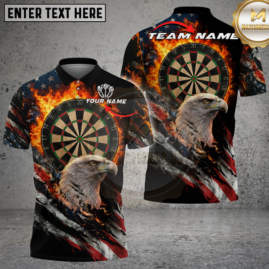 Maxcorners Dart Shirt American Eagle Flame Dartboard Multicolor Options Personalized Name, Team Name 3D Shirt