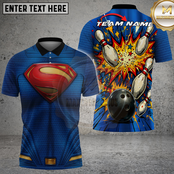 Maxcorners Bowling Shirt Superhero Inspired Design Multicolor Options Personalized Name, Team Name 3D Shirt